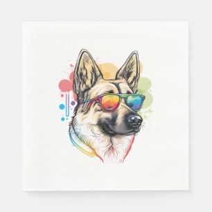Serviette En Papier Berger allemand coloré Pop Art Papa Maman Amoureux
