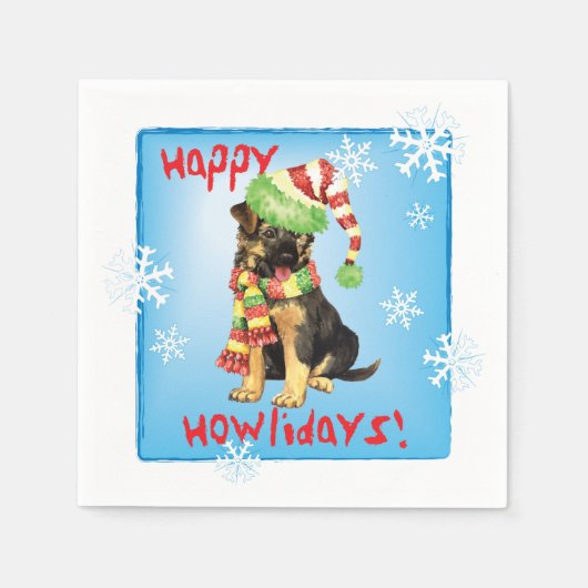 Serviette En Papier Berger allemand de Noël (Devant)