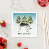 Serviette En Papier Berger Allemand En Sable Argent En Hiver Avec Text (En situation)