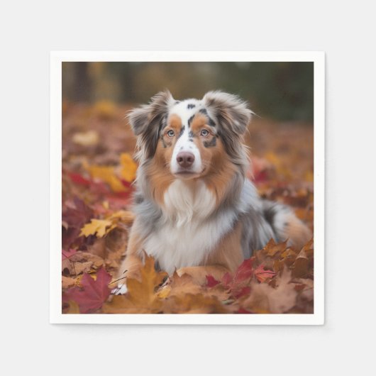 Serviette En Papier Berger australien en automne Leaves automne Inspir (Devant)