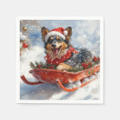 Serviette En Papier Berger belge en luge Laisser neiger Noël (Devant)