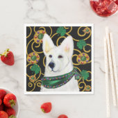 Serviette En Papier Berger Blanc Allemand (En situation)