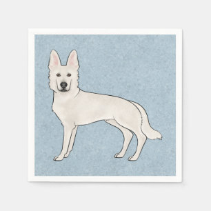 Serviette En Papier Berger blanc blanc blanc GSD Cartoon Chien bleu