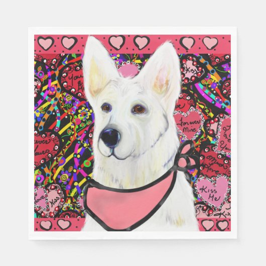 Serviette En Papier Berger Blanc Suisse (Devant)