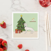 Serviette En Papier Berger suisse blanc GSD Chien vert arbre de Noël (En situation)