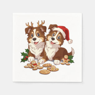 Serviette En Papier Bergers des Shetland de Noël