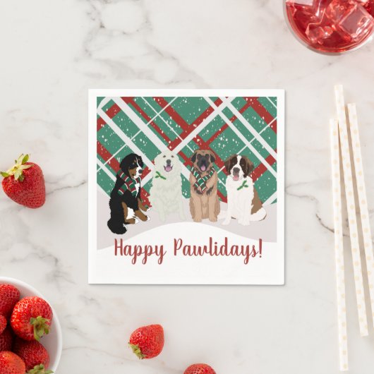 Serviette En Papier Bernese Leonberger Pyrénées St Bernard Noël (En situation)