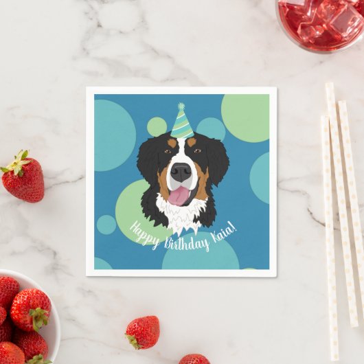 Serviette En Papier Bernese Mountain Dog Anniversaire (En situation)