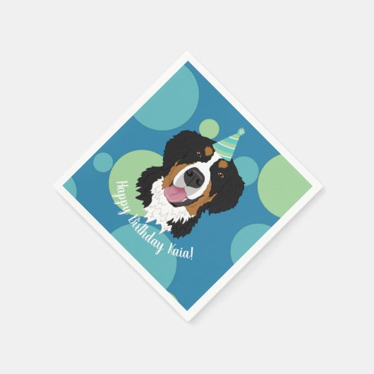Serviette En Papier Bernese Mountain Dog Anniversaire (Coin)