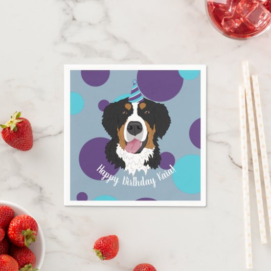 Serviette En Papier Bernese Mountain Dog Anniversaire (En situation)