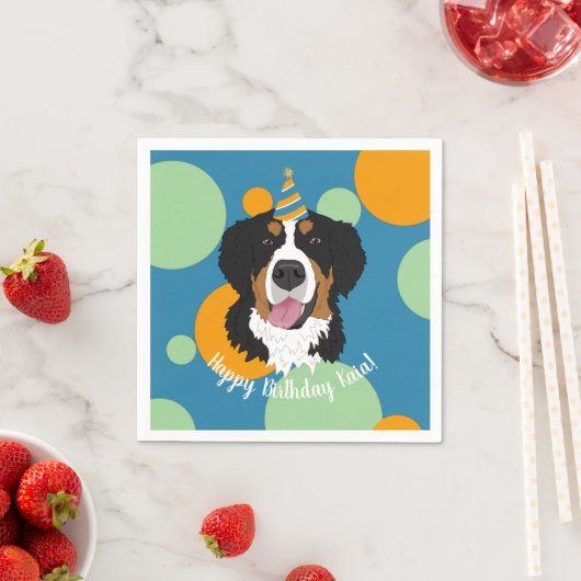 Serviette En Papier Bernese Mountain Dog Anniversaire (En situation)