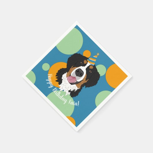Serviette En Papier Bernese Mountain Dog Anniversaire (Coin)