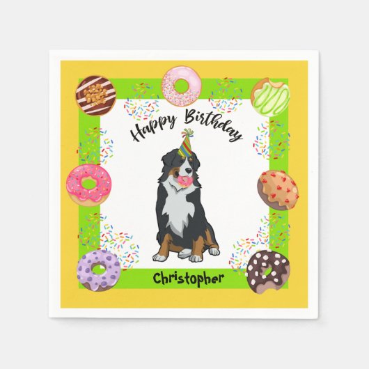 Serviette En Papier Bernese Mountain dog Anniversaire fête Napkin (Devant)