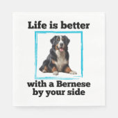 Serviette En Papier Bernese Mountain Dog - Life est meilleur avec un B (Devant)