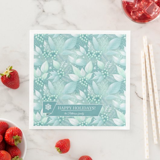 Serviette En Papier Berries de Noël côtier Motif #7 ID1009 (En situation)
