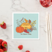 Serviette En Papier Berries Feuilles à thème Automne Citrouille Thanks (En situation)