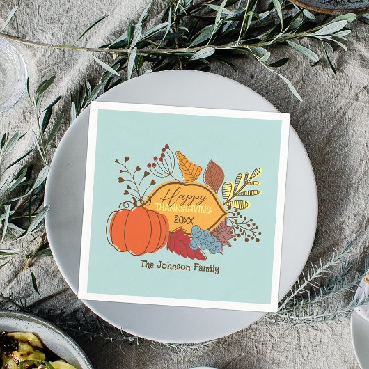 Serviette En Papier Berries Feuilles à thème Automne Citrouille Thanks