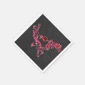 Serviette En Papier BERRIES MAGIQUES FLEUVES Florales Rouges Avec Pier (Coin)