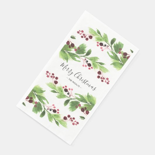 Serviette En Papier Berries rouges de Noël (Coin)