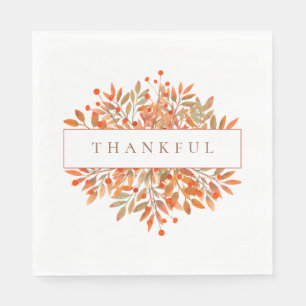 Serviette En Papier Berries rouges et Feuilles d'or Botanique personna