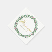 SERVIETTE EN PAPIER BERRIES ROUGES VERTES NOËL BÉNÉFICES DE NOËL WREAT (Coin)