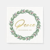 SERVIETTE EN PAPIER BERRIES ROUGES VERTES VERTES VERS VERS NOËL PAIX (Devant)