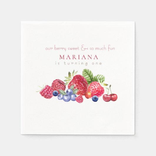 Serviette En Papier Berry 1er anniversaire fête Berry Sweet (Devant)