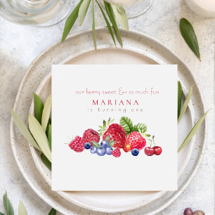 Serviette En Papier Berry 1er anniversaire fête Berry Sweet