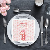Serviette En Papier Berry 1er Anniversaire fraises rouge