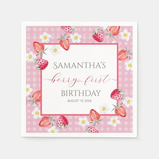 Serviette En Papier Berry 1er Anniversaire Plaque Papier (Devant)