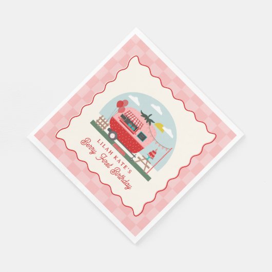 Serviette En Papier Berry 1er Birthday Strawberry Camper Checper (Coin)