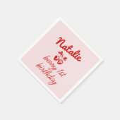 Serviette En Papier Berry 1er Pink Hand Drawberries Anniversaire (Coin)