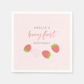 Serviette En Papier Berry aux fraises sucrées Première fille 1er anniv (Devant)