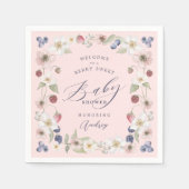 Serviette En Papier Berry Baby shower doux Fleurs et baies sauvages (Devant)