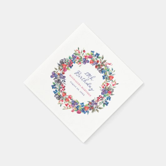 Serviette En Papier Berry Boho Rustique Été 19e anniversaire (Coin)