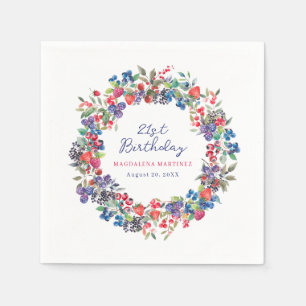 Serviette En Papier Berry Boho Rustique Été 21e anniversaire