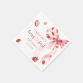Serviette En Papier Berry Bow rose Premier fraise Anniversaire Napkins (Coin)