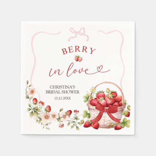 Serviette En Papier Berry Coquette en Fête des mariées d'amour serviet (Devant)
