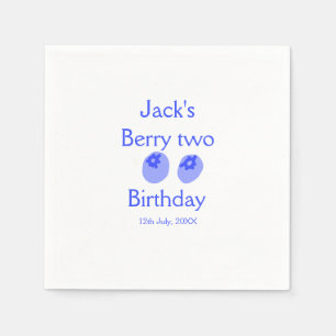 Serviette En Papier Berry deux anniversaire bleu baie ajouter nom date