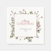 Serviette En Papier Berry d'hiver chaud rustique Joyeux Noël (Devant)