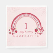 Serviette En Papier Berry First Birday Rainbow Strawberry Bows (Devant)
