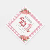 Serviette En Papier "Berry First Birthday Girl strawberry Theme (Coin)