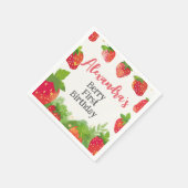 Serviette En Papier Berry First Birthday Girls Strawberry Personnalisé (Coin)