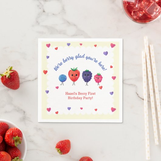 Serviette En Papier Berry First Birthday Strawberry, Blueberry et plus (En situation)