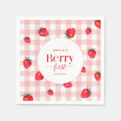 Serviette En Papier Berry First Birthday Strawberry Girl (Devant)