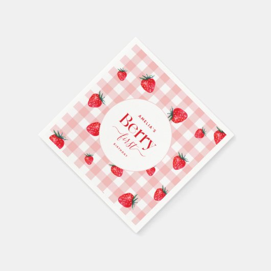 Serviette En Papier Berry First Birthday Strawberry Girl (Coin)