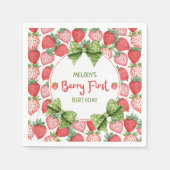 Serviette En Papier Berry First Birthday Strawberry Party  (Devant)