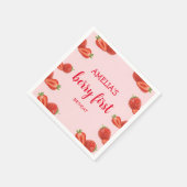 Serviette En Papier Berry First | fraise 1er Anniversaire rose (Coin)