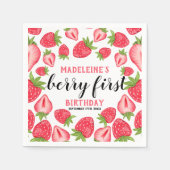 Serviette En Papier Berry First Strawberry 1er fête d'anniversaire Per (Devant)