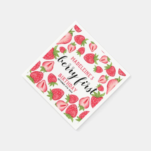 Serviette En Papier Berry First Strawberry 1er fête d'anniversaire Per (Coin)